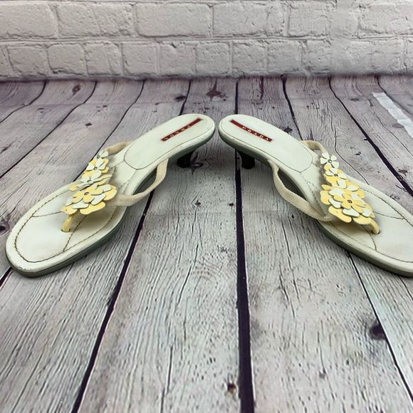 Prada Women’s White Open Toe Heels size 38.5 - Picture 6 of 8